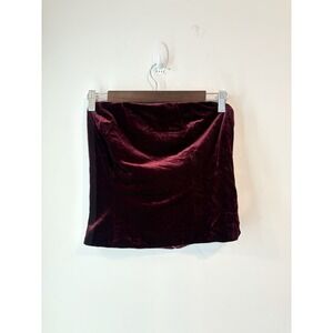 REVELRY Top Women M Red Velvet‎ Tube Crop Strapless Bustier Retro Y2K Grunge